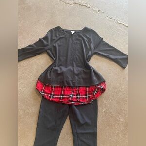 Black and Red Plaid Layered Top